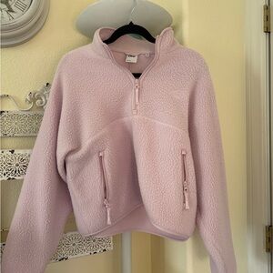 Aritzia TNA Pink Quarter-Zip Fleece Pullover